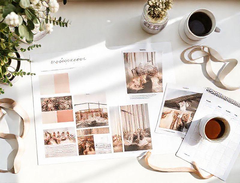 Event planning mood board flat-lay