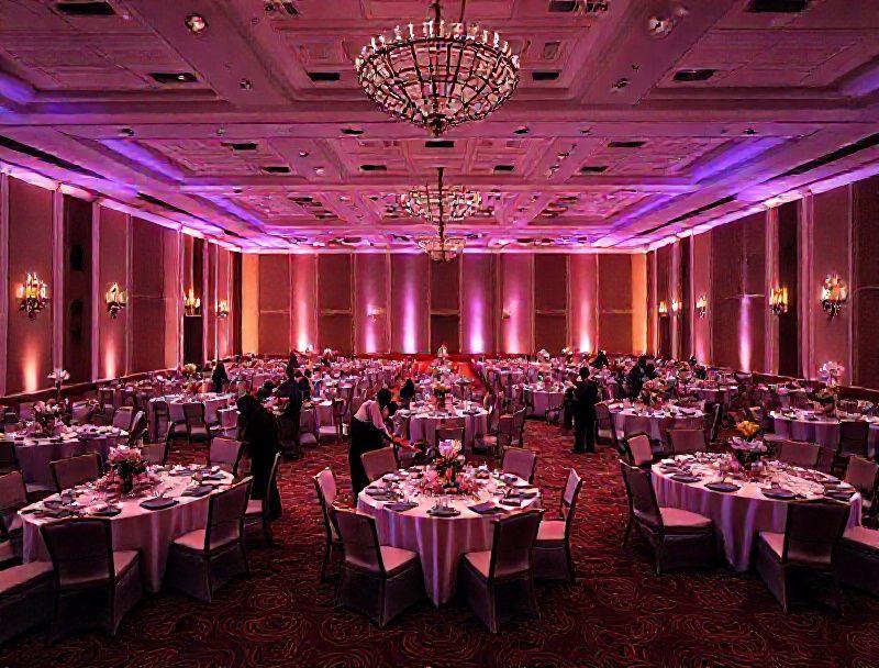 Banquet hall being prepared for an event