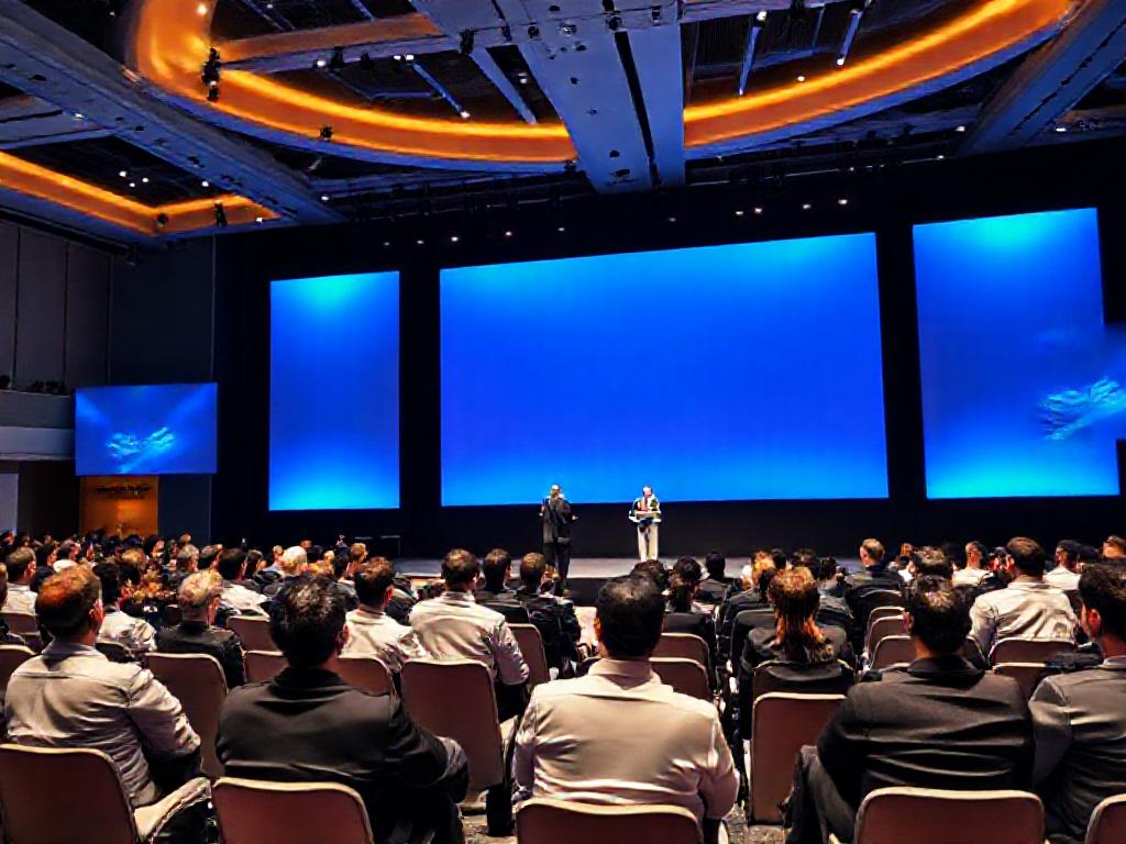 Corporate conference stage with audience