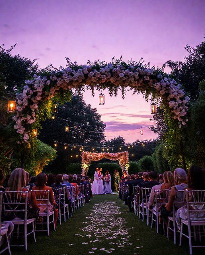 Twilight garden wedding ceremony